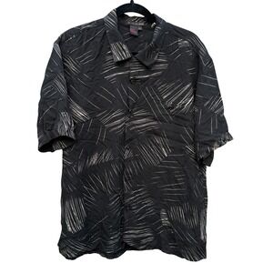 Tulliano Vintage Mens XL Black 100% Silk Abstract Pattern Short Sleeve Shirt